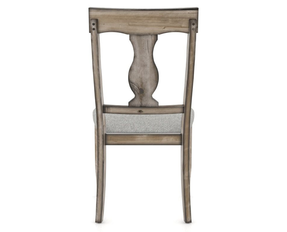 Canadel Champlain Dining Chair 5077 in 7C Fabric and 72 Heritage Nature, back view