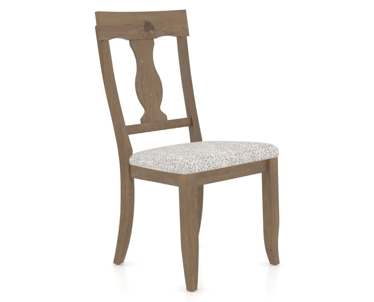 Canadel Champlain Dining Chair 5077 in FP Crypton® and 25 Pecan Washed, three-quarter view