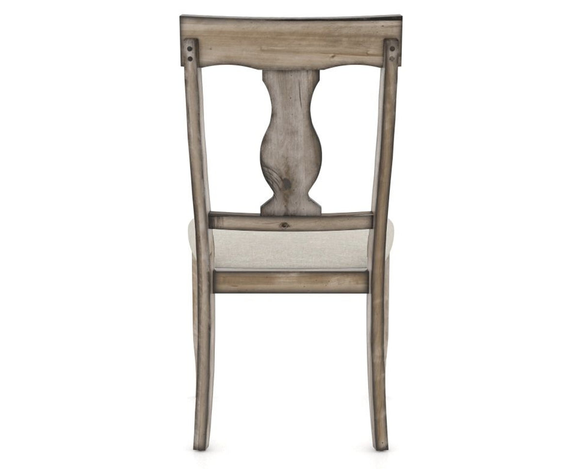 Canadel Champlain Dining Chair 5077 in TB Fabric and 72 Heritage Nature, back view