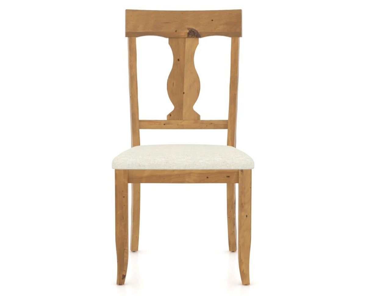 Canadel Champlain Dining Chair 5077 in TW Fabric and 01 Honey Washed, front view