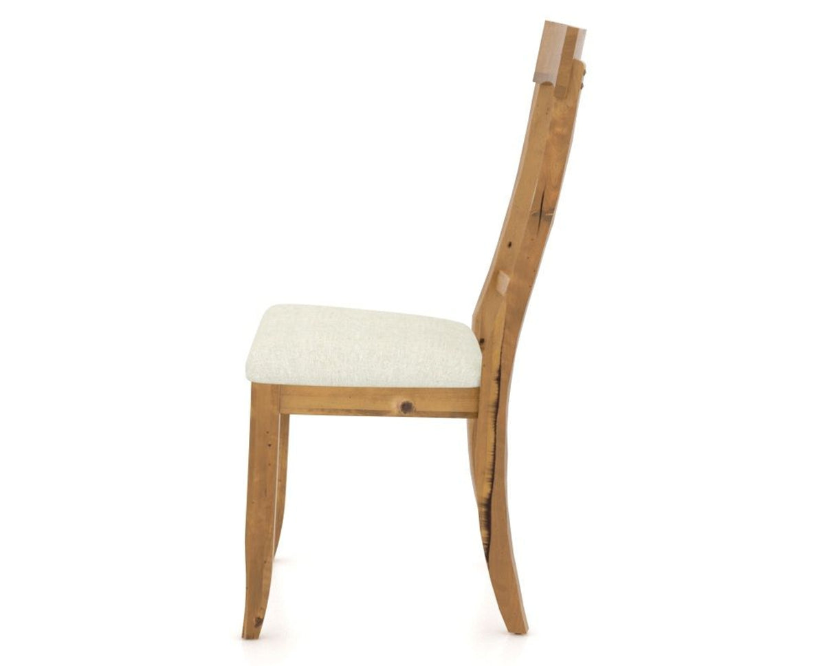 Canadel Champlain Dining Chair 5077 in TW Fabric and 01 Honey Washed, side view