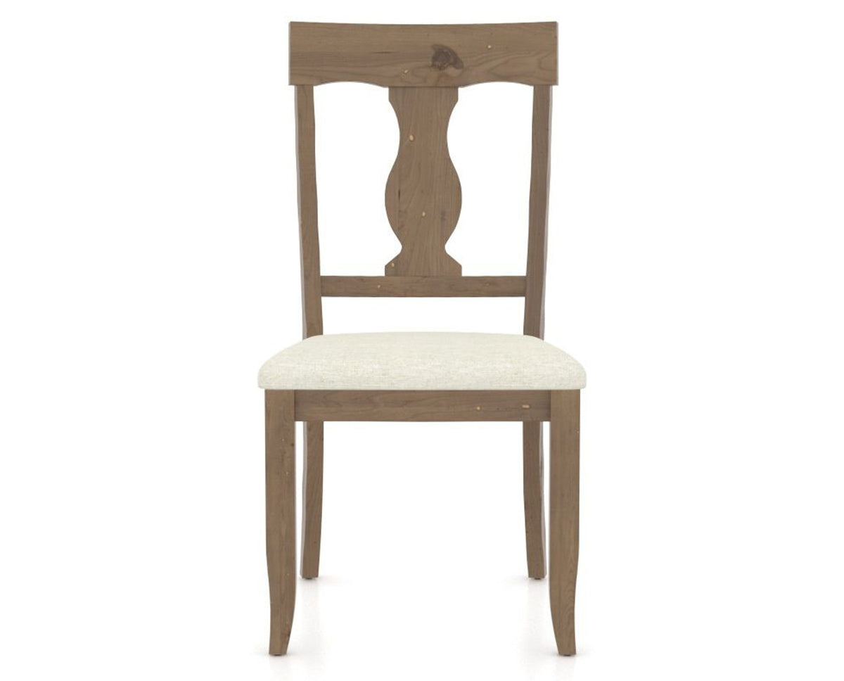 Canadel Champlain Dining Chair 5077 in TW Fabric and 25 Pecan Washed, front view