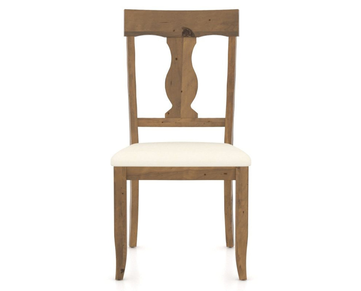 Canadel Champlain Dining Chair 5077 in YJ Faux Leather and 03 Oak Washed, front view
