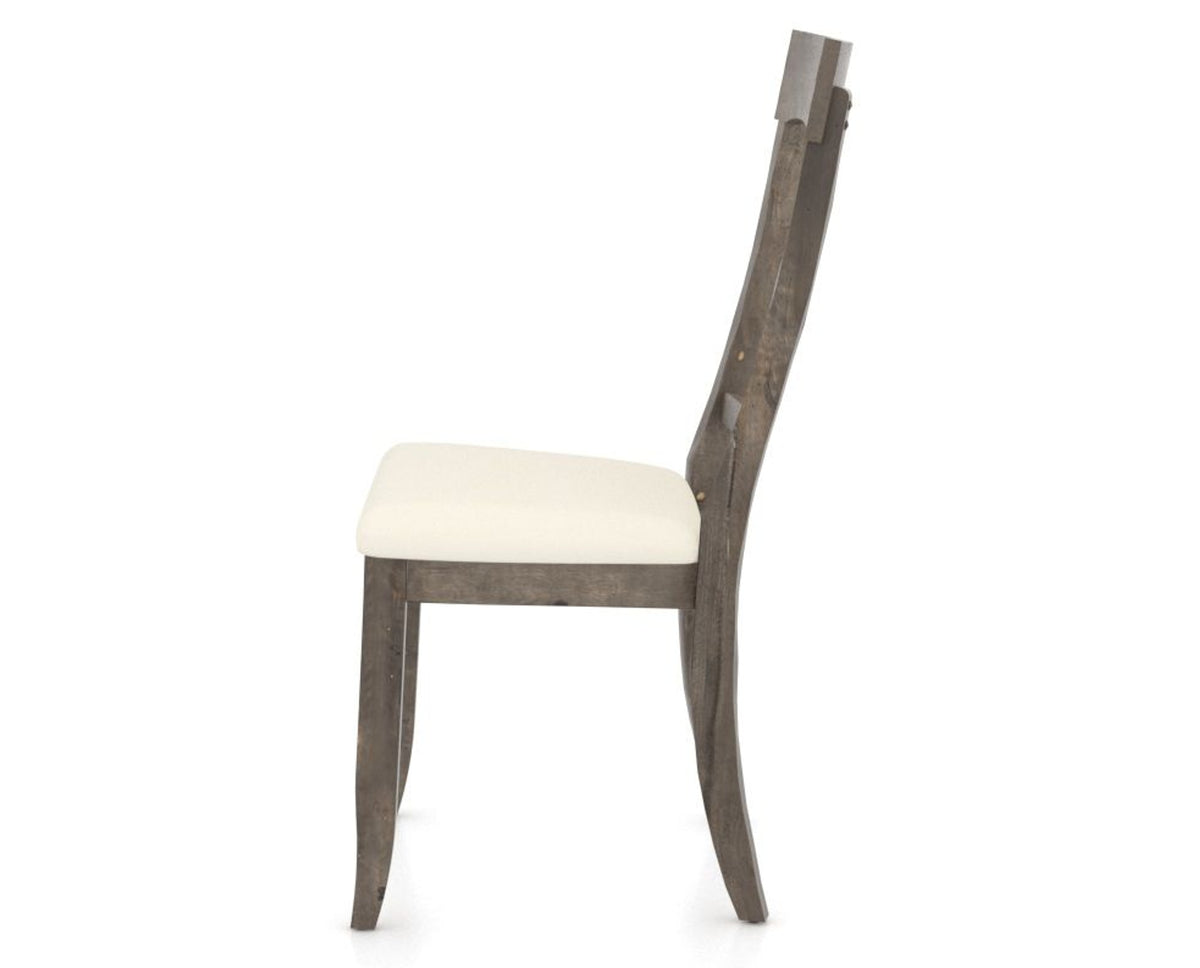 Canadel Champlain Dining Chair 5077 in YJ Faux Leather and 08 Shadow, side view