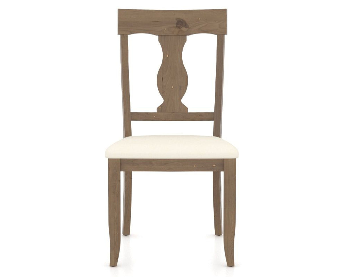 Canadel Champlain Dining Chair 5077 in YJ Faux Leather and 25 Pecan Washed, front view