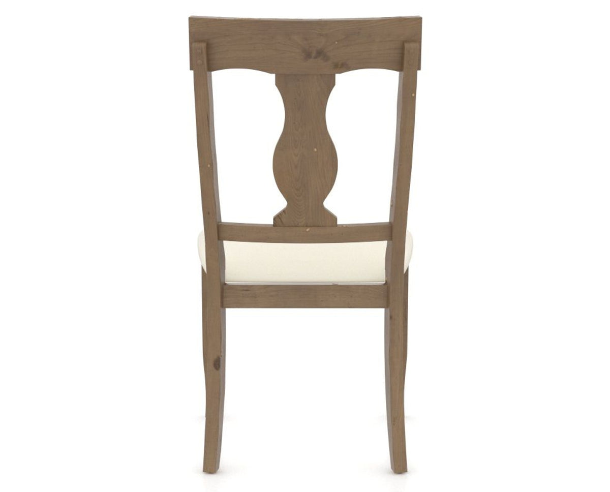 Canadel Champlain Dining Chair 5077 in YJ Faux Leather and 25 Pecan Washed, back view