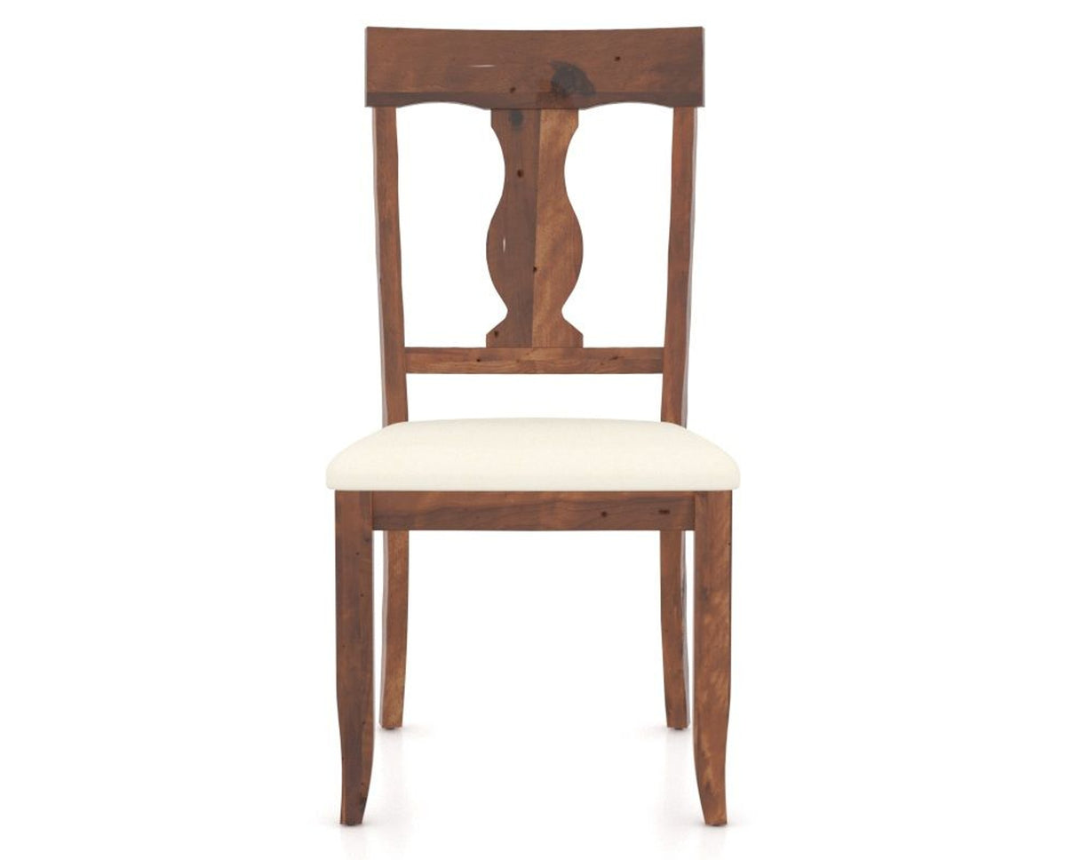 Canadel Champlain Dining Chair 5077 in YJ Faux Leather and 33 Spice Washed, front view