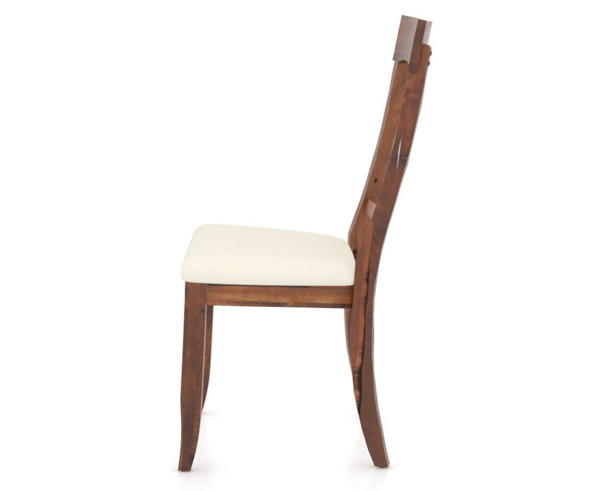 Canadel Champlain Dining Chair 5077 in YJ Faux Leather and 33 Spice Washed, side view