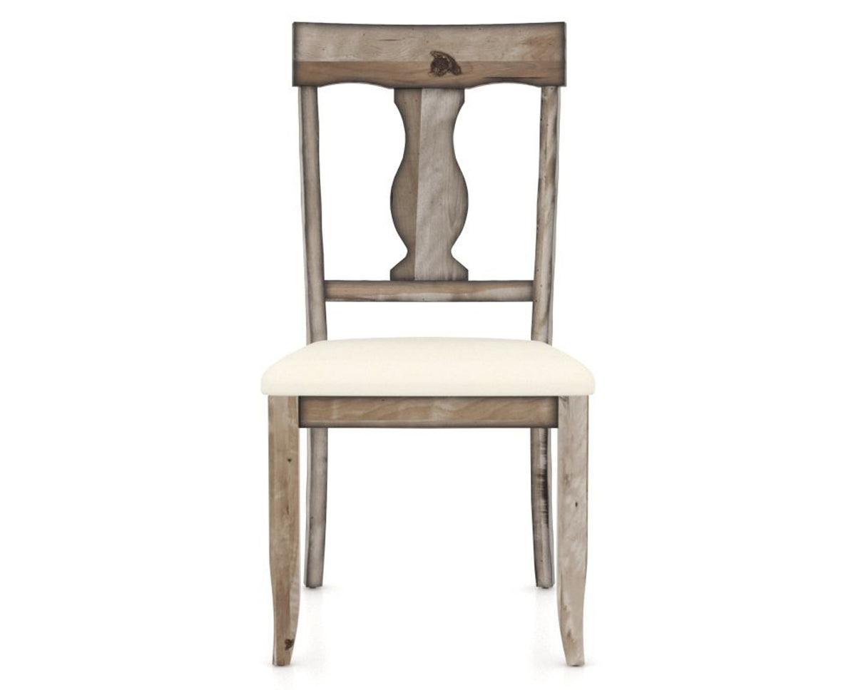 Canadel Champlain Dining Chair 5077 in YJ Faux Leather and 72 Heritage Nature, front view