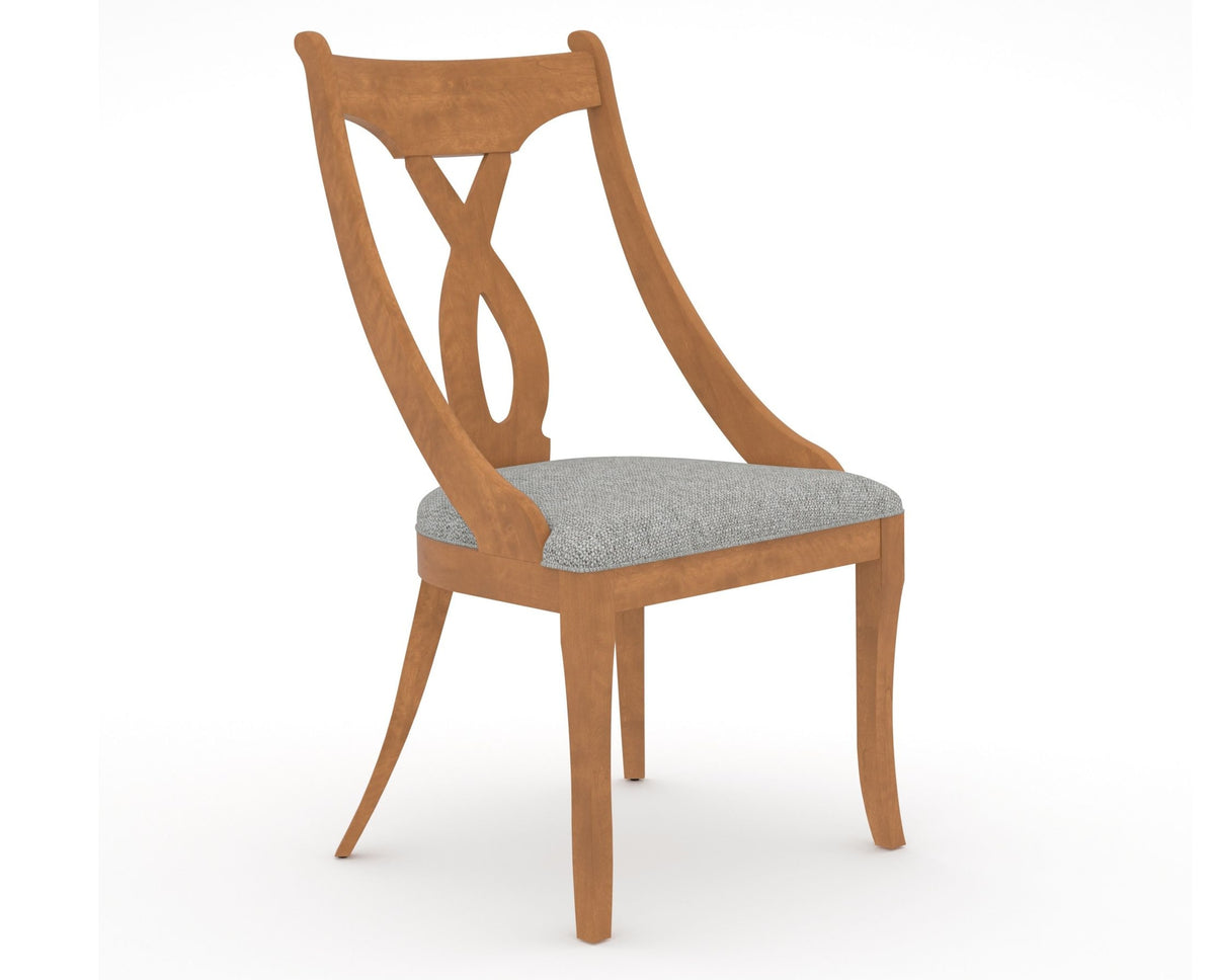 Canadel Upholstered Dining Chair 5160 in 7C Fabric and 01 Honey Washed, three-quarter view