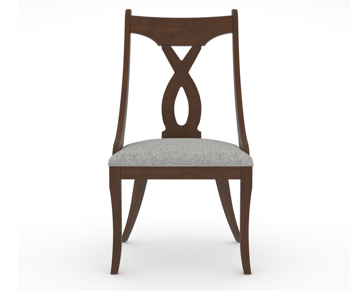 Canadel Upholstered Dining Chair 5160 in 7C Fabric and 19 Cognac Washed, front view