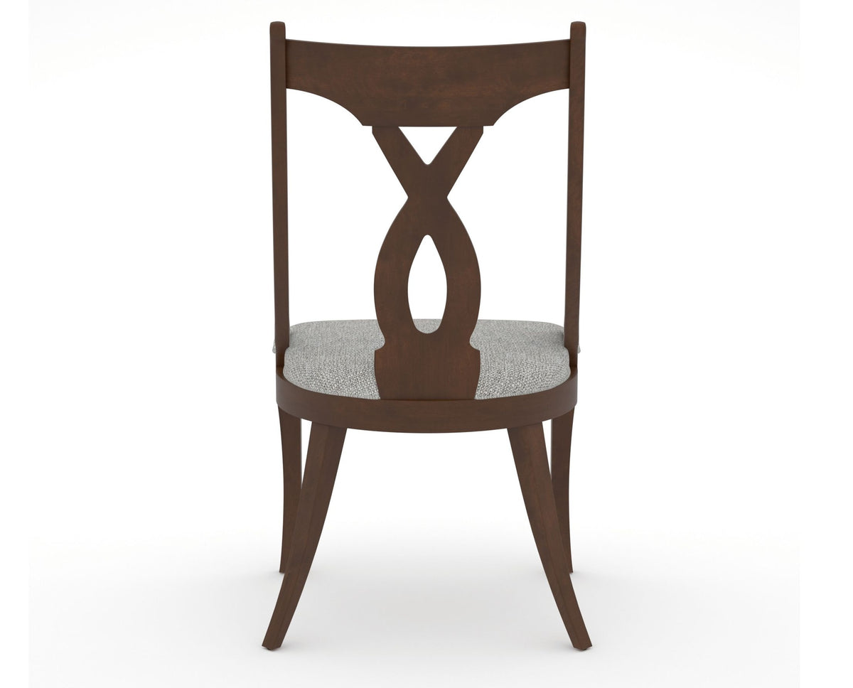 Canadel Upholstered Dining Chair 5160 in 7C Fabric and 19 Cognac Washed, back view