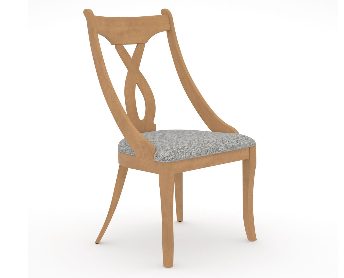 Canadel Upholstered Dining Chair 5160 in 7C Fabric and 20 Caramel Washed, three-quarter view