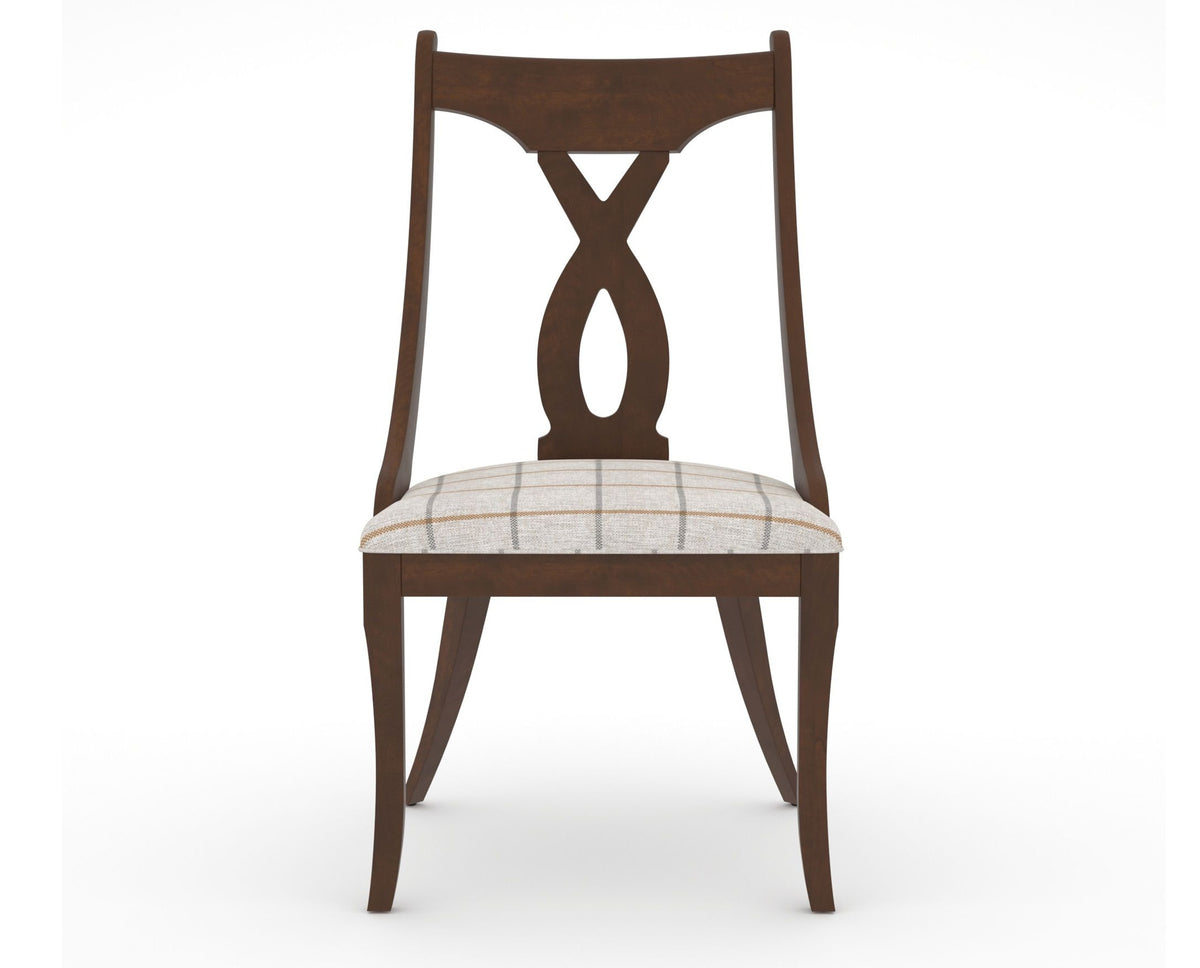 Canadel Upholstered Dining Chair 5160 in OZ Fabric and 19 Cognac Washed, front view