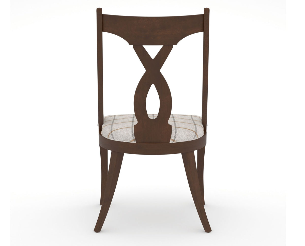 Canadel Upholstered Dining Chair 5160 in OZ Fabric and 19 Cognac Washed, back view