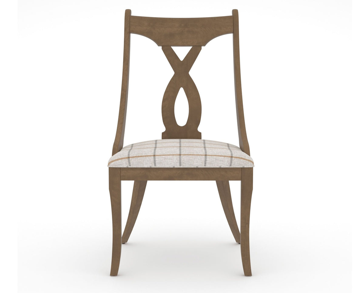 Canadel Upholstered Dining Chair 5160 in OZ Fabric and 25 Pecan Washed, front view