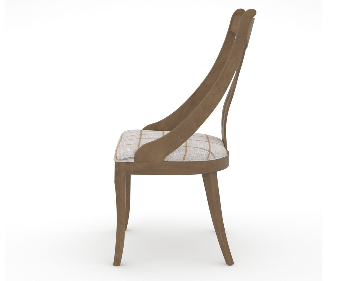 Canadel Upholstered Dining Chair 5160 in OZ Fabric and 25 Pecan Washed, side view