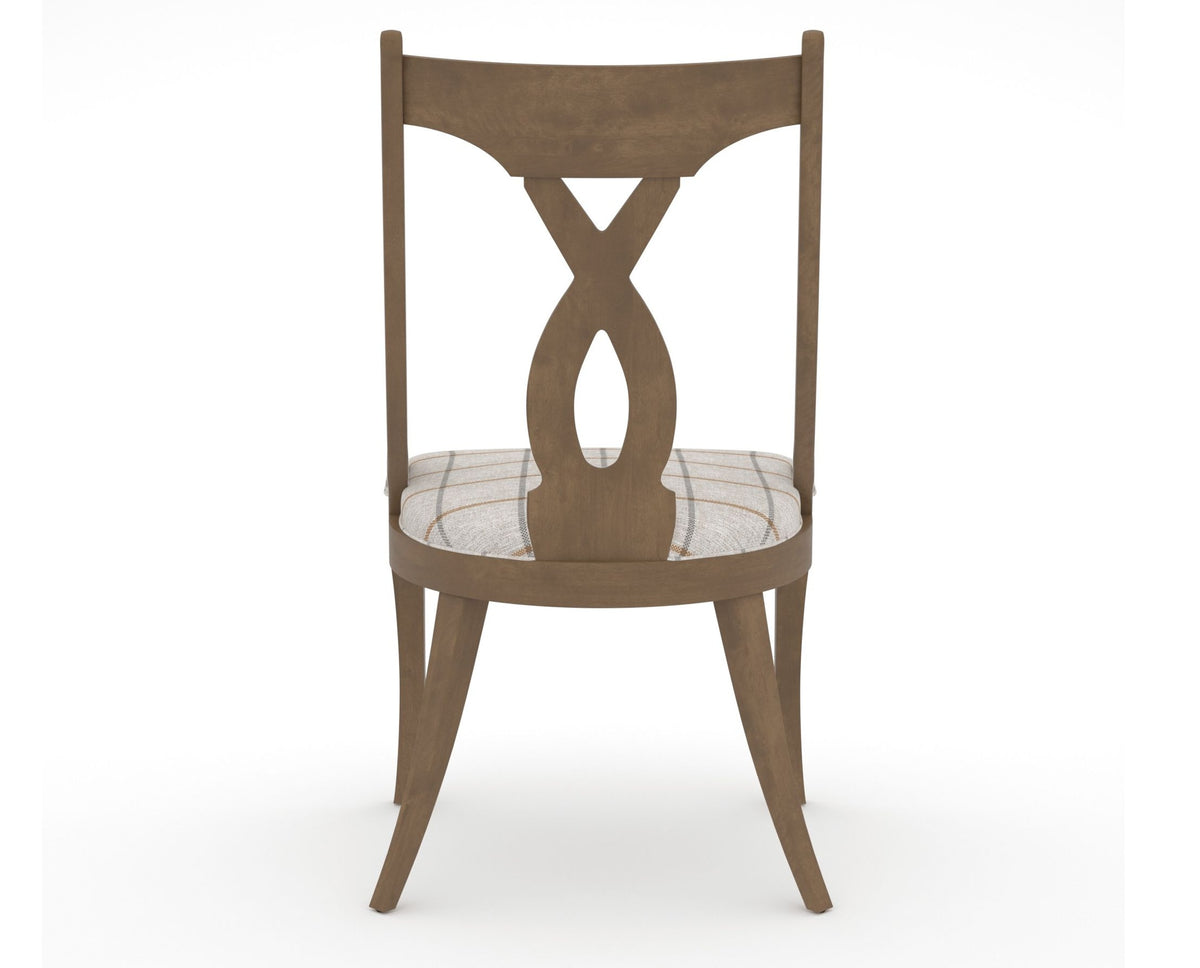 Canadel Upholstered Dining Chair 5160 in OZ Fabric and 25 Pecan Washed, back view