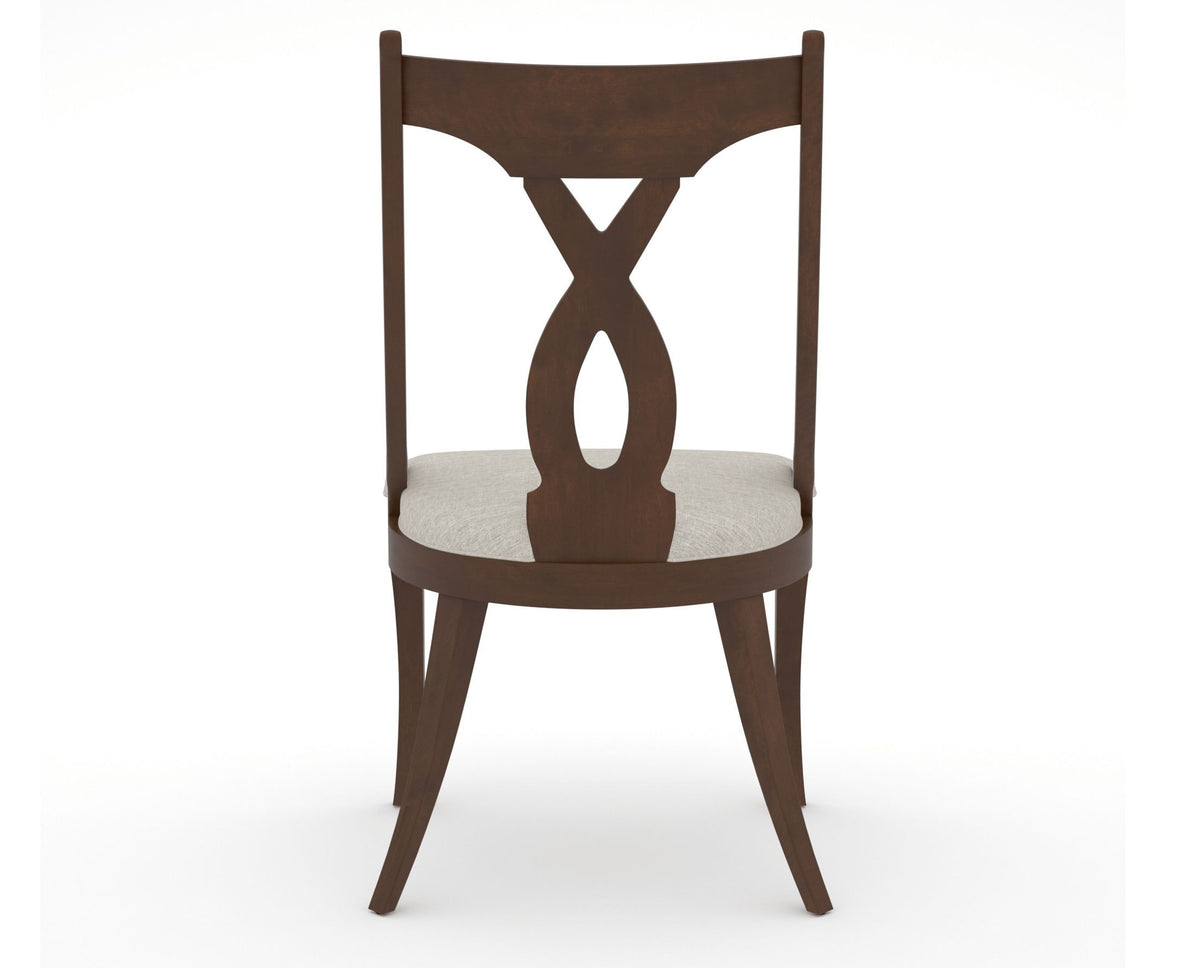 Canadel Upholstered Dining Chair 5160 in TB Fabric and 19 Cognac Washed, back view