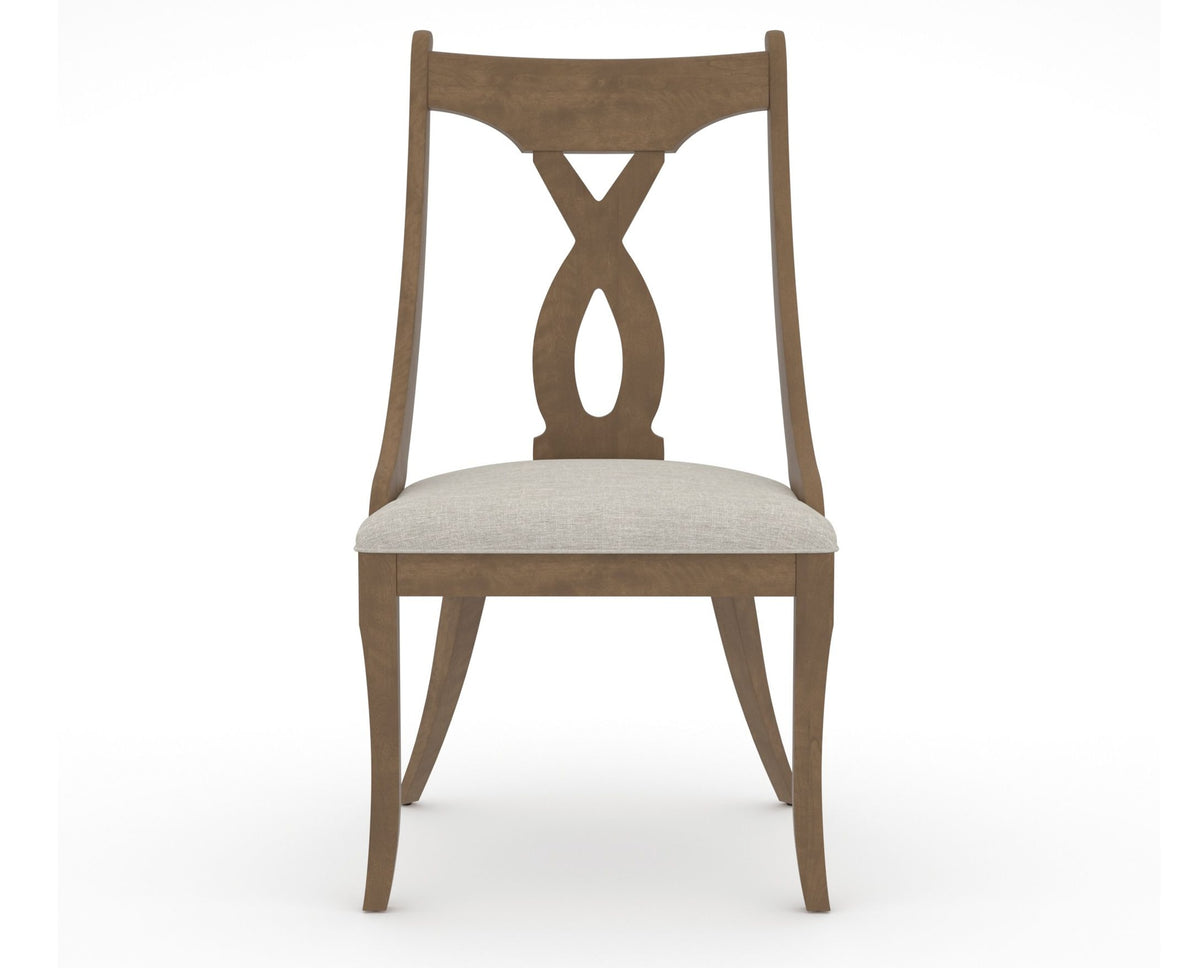 Canadel Upholstered Dining Chair 5160 in TB Fabric and 25 Pecan Washed, front view