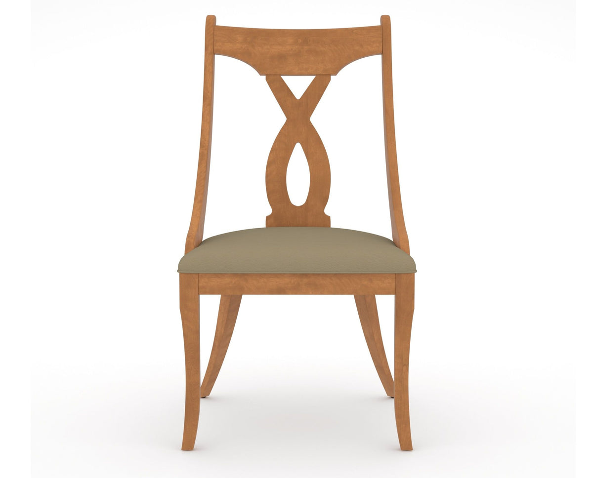 Canadel Upholstered Dining Chair 5160 in XY Faux Leather and 01 Honey Washed, front view