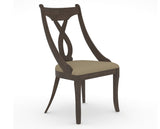 Canadel Upholstered Dining Chair 5160 in XY Faux Leather and 29 Hazelnut Washed, three-quarter view