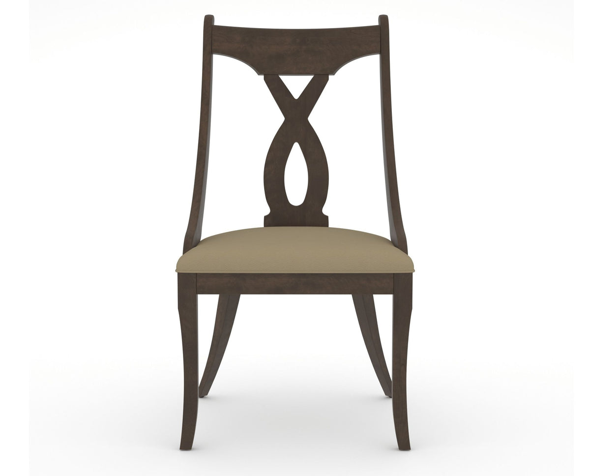 Canadel Upholstered Dining Chair 5160 in XY Faux Leather and 29 Hazelnut Washed, front view