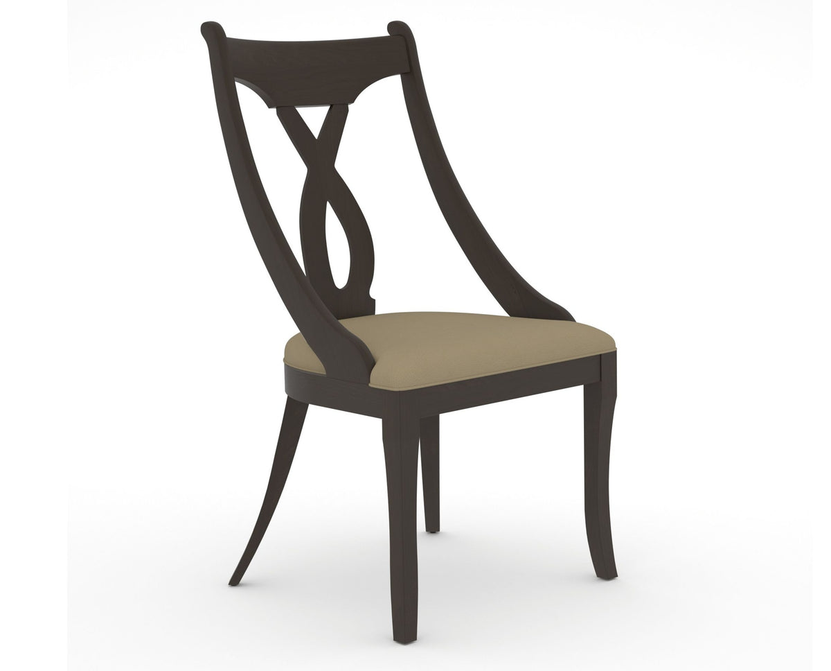 Canadel Upholstered Dining Chair 5160 in XY Faux Leather and 59 Davy's Grey, three-quarter view