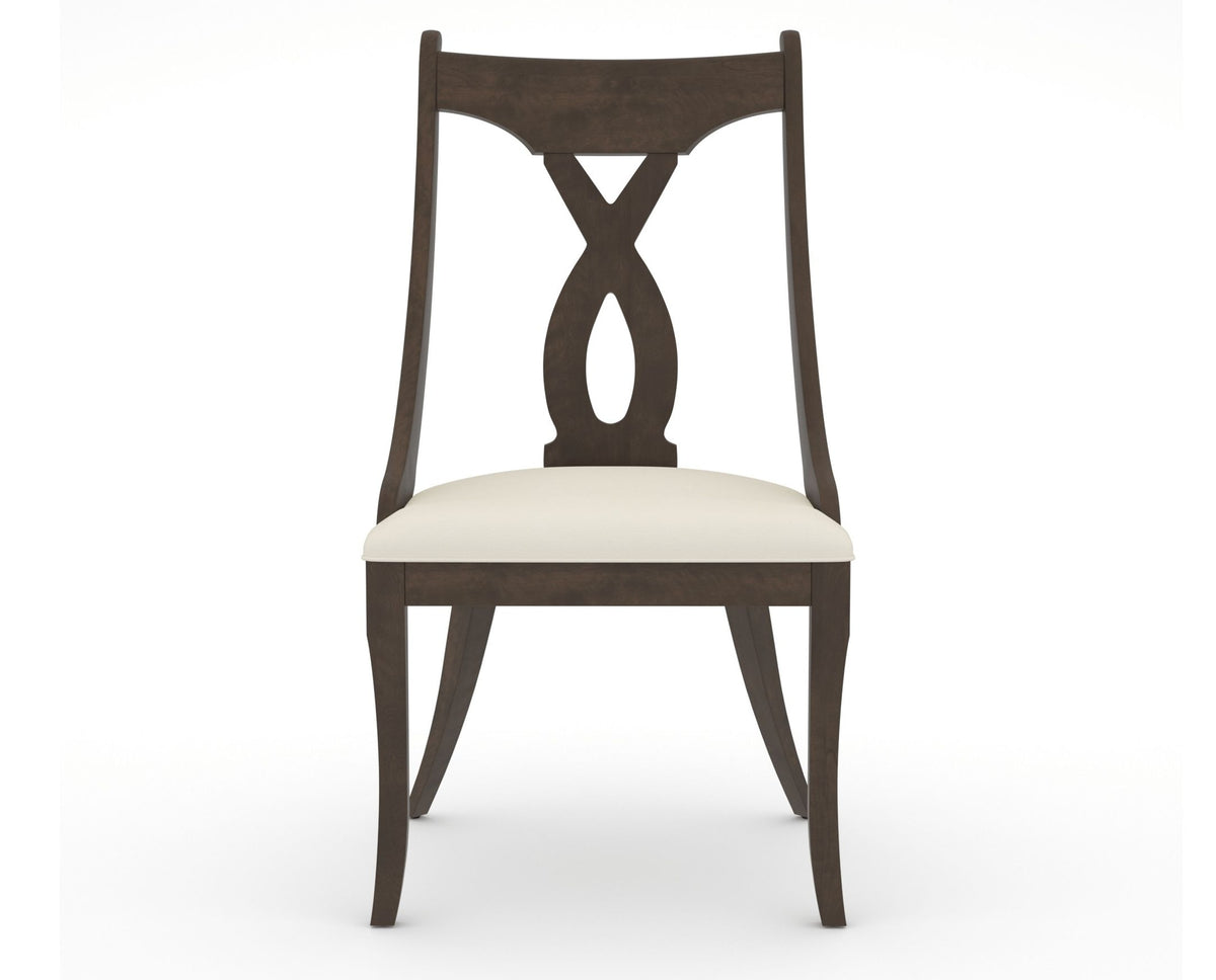 Canadel Upholstered Dining Chair 5160 in YJ Faux Leather and 29 Hazelnut Washed, front view
