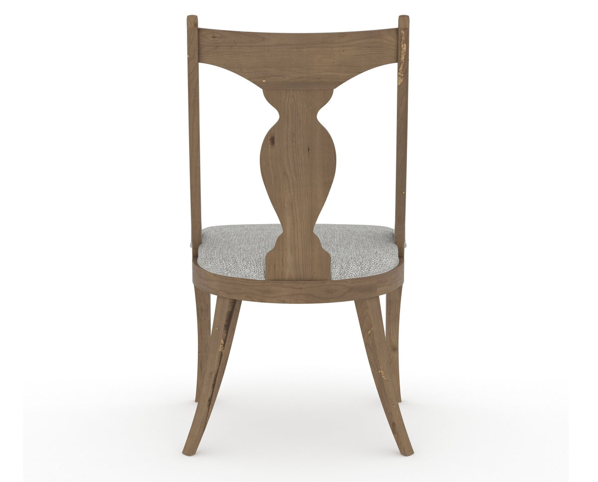 Canadel Champlain Upholstered Dining Chair 5161 in 7C Fabric and 25 Pecan Washed, back view