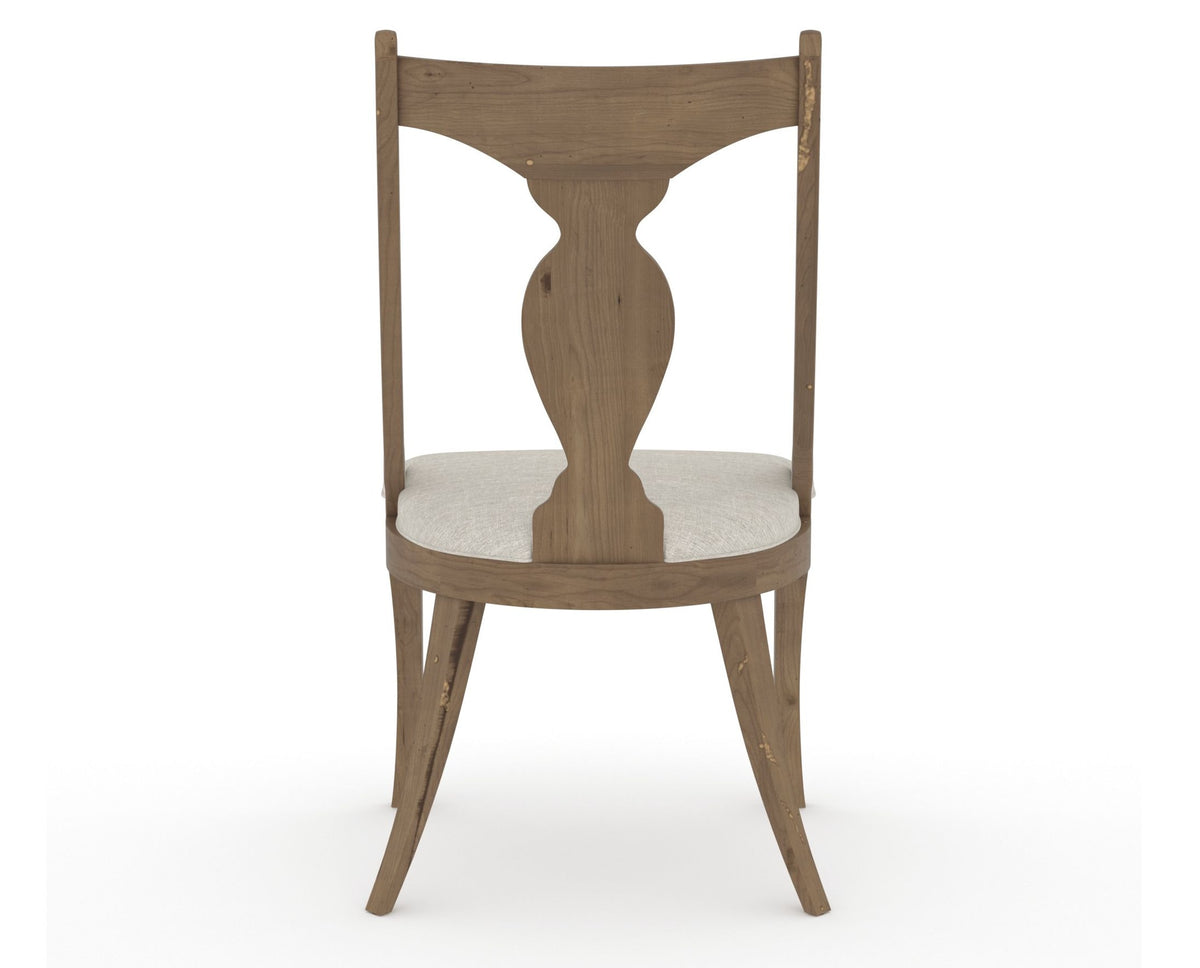 Canadel Champlain Upholstered Dining Chair 5161 in TB Fabric and 25 Pecan Washed, back view