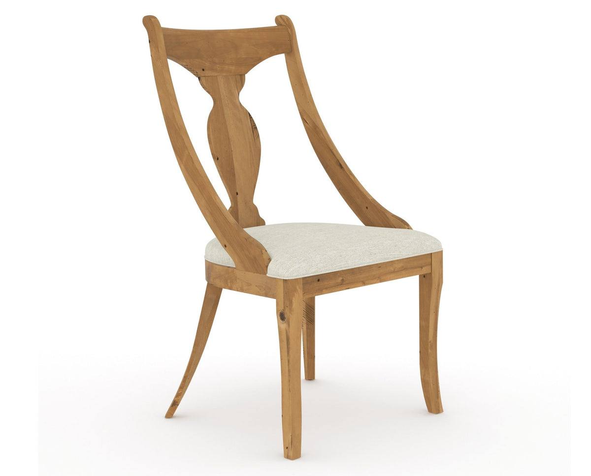 Canadel Champlain Upholstered Dining Chair 5161 in TW Fabric and 01 Honey Washed, three-quarter view