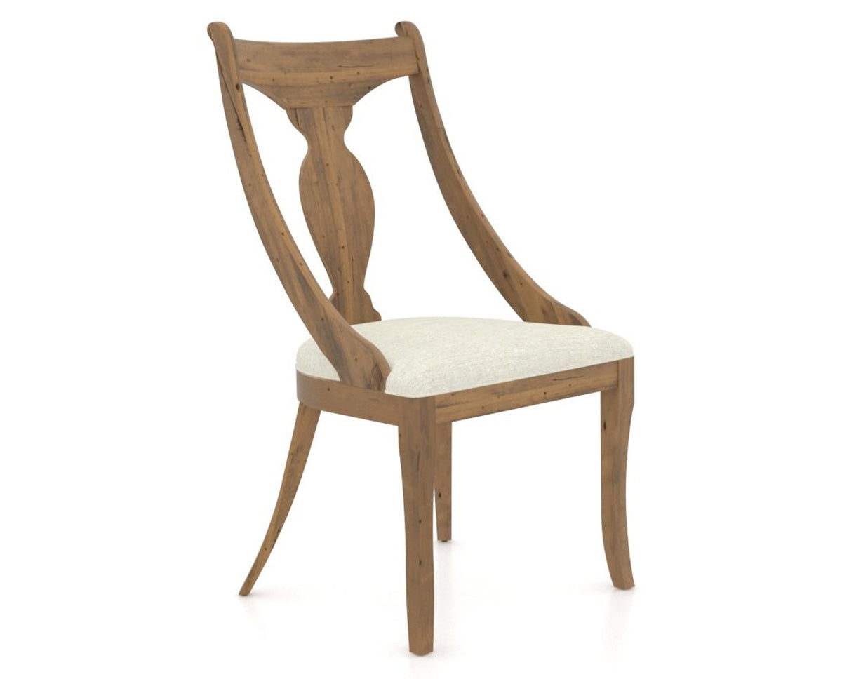 Canadel Champlain Upholstered Dining Chair 5161 in Oak Washed & Fabric TW, three-quarter view
