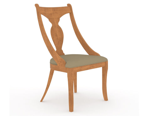 Canadel Upholstered Dining Chair 5161 in XY Faux Leather and 01 Honey Washed, three-quarter view
