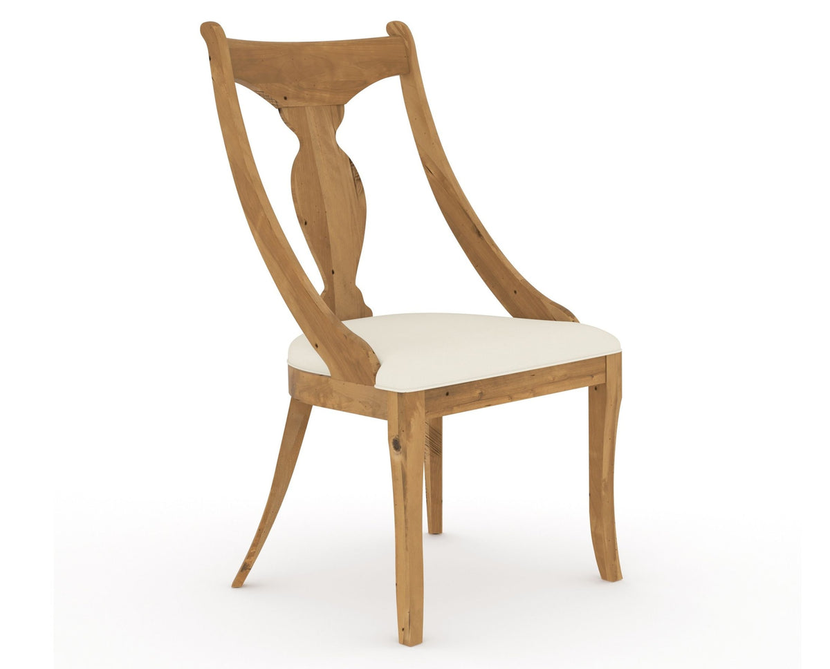 Canadel Champlain Upholstered Dining Chair 5161 in YJ Faux Leather and 01 Honey Washed, three-quarter view