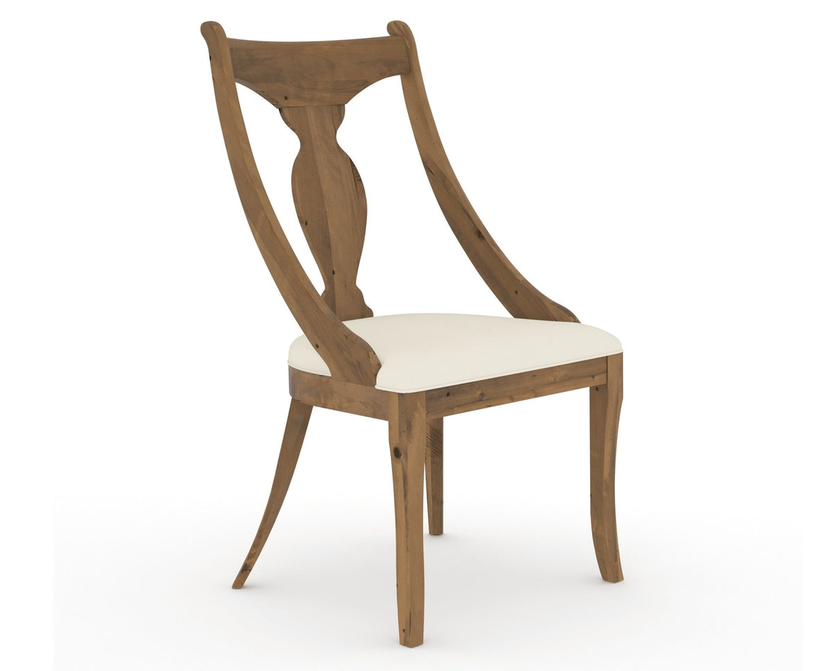 Canadel Champlain Upholstered Dining Chair 5161 in YJ Faux Leather and 03 Oak Washed, three-quarter view