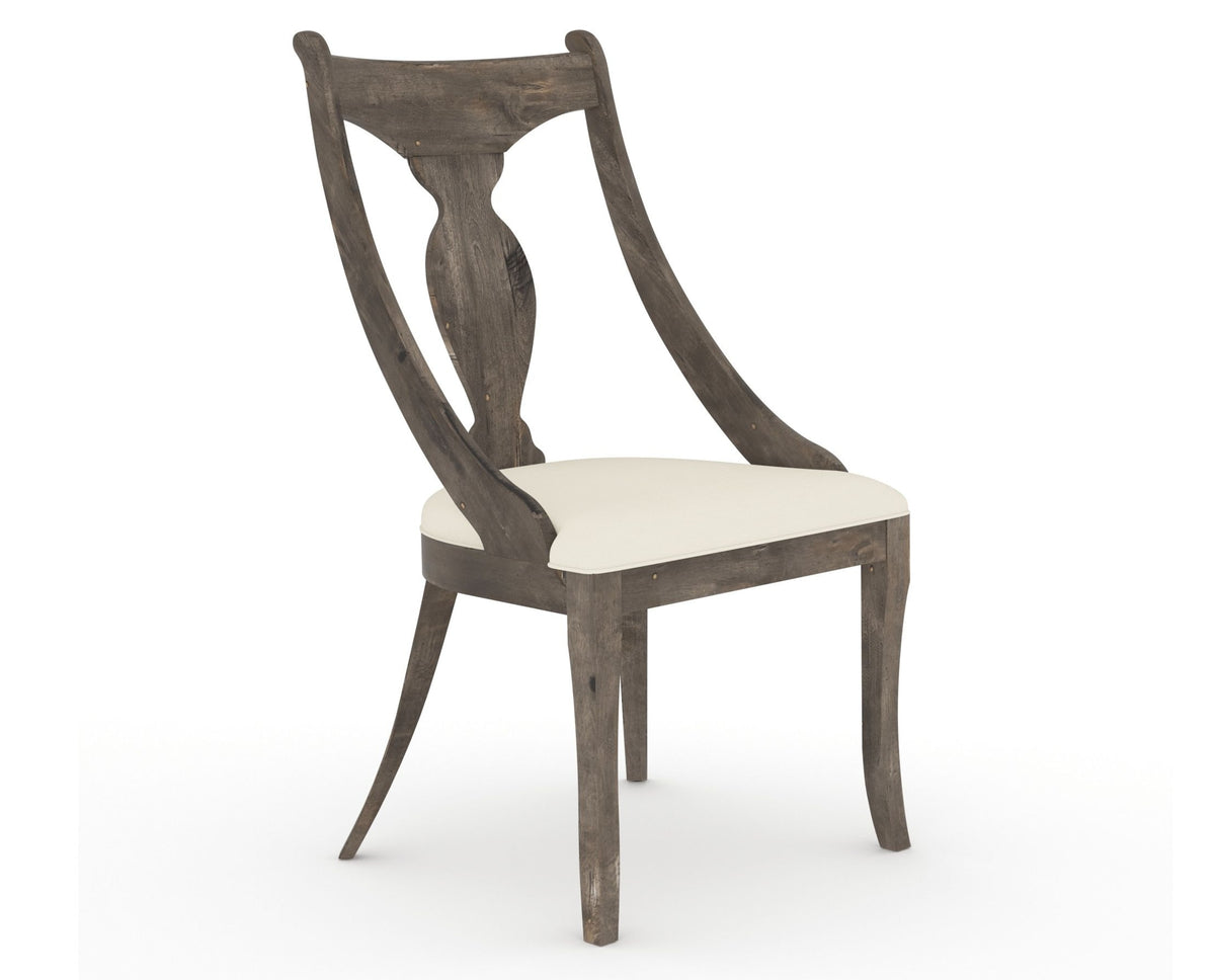 Canadel Champlain Upholstered Dining Chair 5161 in YJ Faux Leather and 08 Shadow, three-quarter view