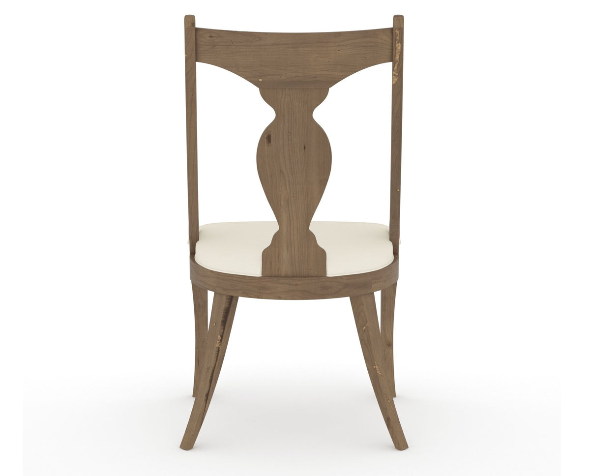 Canadel Champlain Upholstered Dining Chair 5161 in YJ Faux Leather and 25 Pecan Washed, back view