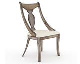 Canadel Champlain Upholstered Dining Chair 5161 in YJ Faux Leather and 72 Heritage Nature, three-quarter view