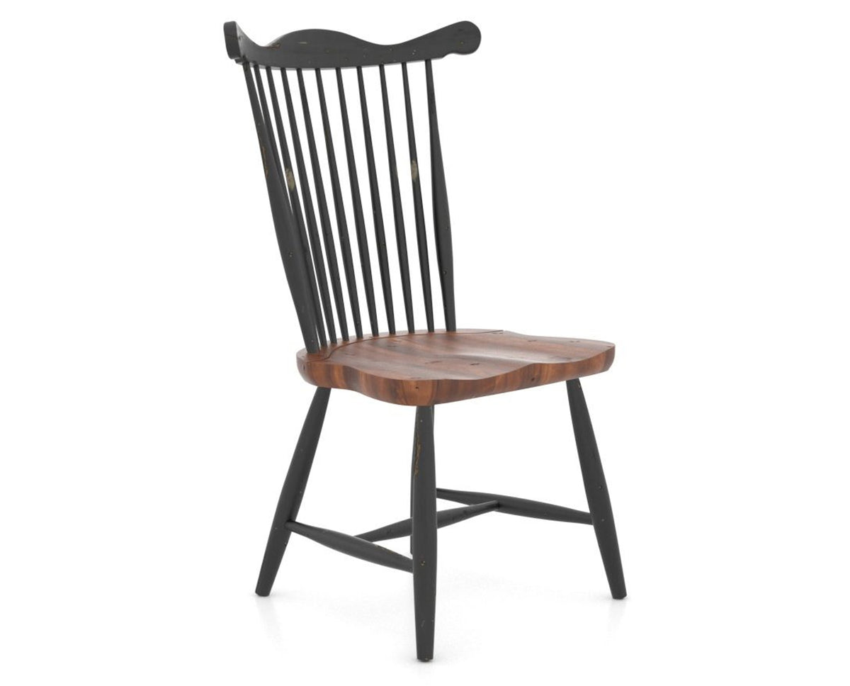 Canadel Champlain Wood Dining Chair 5162 in 63 Black / 33 Spice Washed, three-quarter view