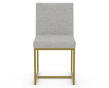 Canadel Modern Upholstered Dining Chair 5174 in 7C Fabric with a gold metal frame, front view