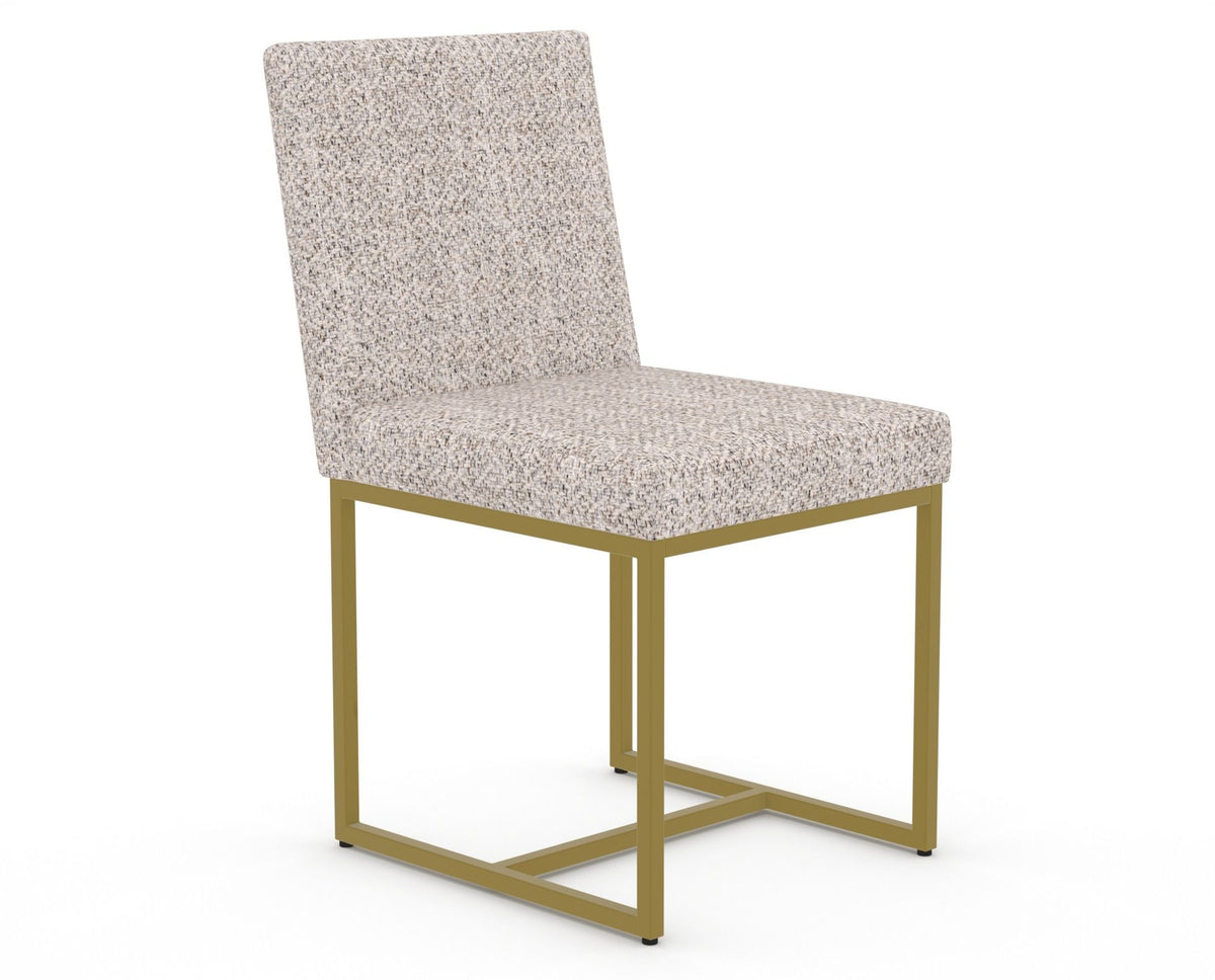 Canadel Modern Upholstered Dining Chair 5174 in FP Crypton® with a gold metal frame, three-quarter view