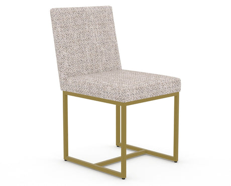 Canadel Modern Upholstered Dining Chair 5174 in FP Crypton® with a gold metal frame, three-quarter view