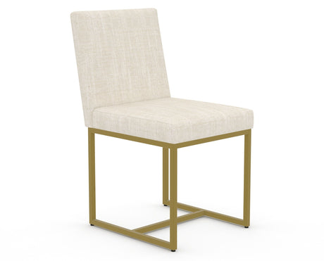 Canadel Modern Upholstered Dining Chair 5174 in FT InsideOut® with a gold metal frame, three-quarter view