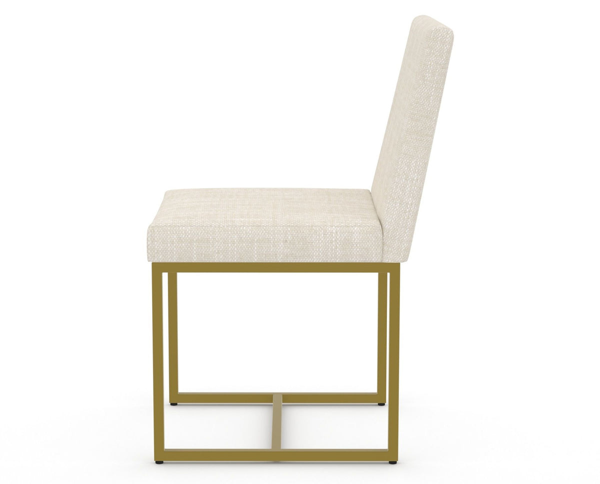 Canadel Modern Upholstered Dining Chair 5174 in FT InsideOut® with a gold metal frame, side view