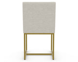 Canadel Modern Upholstered Dining Chair 5174 in TB Fabric with a gold metal frame, back view
