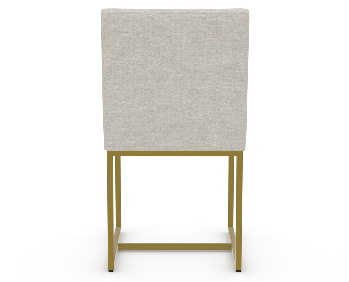 Canadel Modern Upholstered Dining Chair 5174 in TB Fabric with a gold metal frame, back view