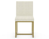 Canadel Modern Upholstered Dining Chair 5174 in TW Fabric with a gold metal frame, front view