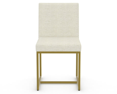 Canadel Modern Upholstered Dining Chair 5174 in TW Fabric with a gold metal frame, front view