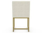 Canadel Modern Upholstered Dining Chair 5174 in TW Fabric with a gold metal frame, back view